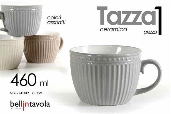 TAZZA CERAMICA 460 ML 11 X 7,4 X 7,8 CM COLORI ASS.