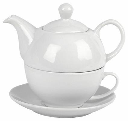 TAZZA CON TEIERA PORCELLANA BIANCA 17,5X5,5X14,3CM 400ML