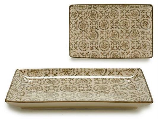 VASSOIO RETTANGOLARE DECORATO GRIGIO 13,5X20,5X2CM