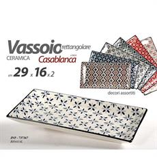 VASSOIO CERAMICA RETTANGOLARE 29 X 16 X 2 CM DECORI ASS