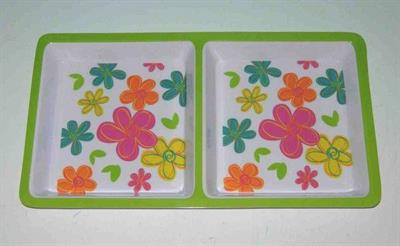 VASSOIO ANTIPASTIERA MELAMINA 2SEZIONI FIORI