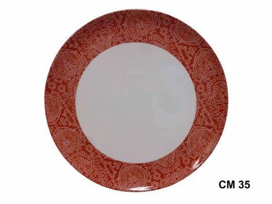 VASSOIO MELAMINA TONDO 35CM DECORO CUORI DI PIZZO