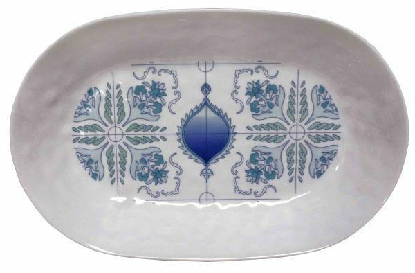VASSOIO OVALE FONDO MELAMINA 25X16X4CM MARTELLATO MEDITERRAN