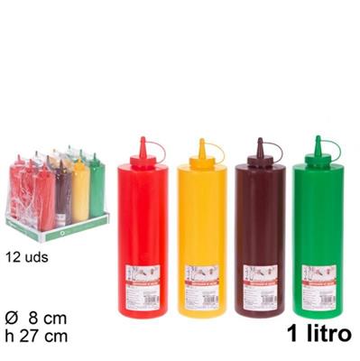 DOSATORE PER SALSE DI PLASTICA ROSSO/GIALLO 1 LT