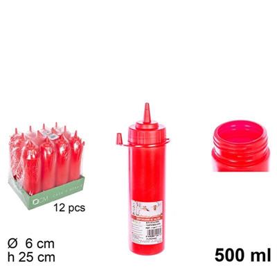 DOSATORE IN PLASTICA PER SALSE ROSSO 500 ML A BOCCA LARGA