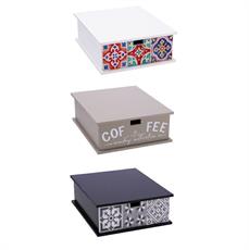 SCATOLA PORTACIALDE CAFFE' 27 X 33 X H11 CM 3 ASS