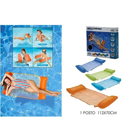AMACA GONFIABILE GALLEGGIANTE 112 X 70 CM COLORI ASS