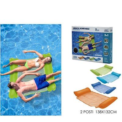 AMACA GONFIABILE GALLEGGIANTE 2 POSTI 138 X 132 CM ASS