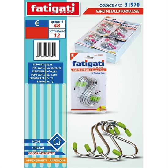 GANCI IN METALLO FORMA ESSE 9 CM CONF. 4 PZ