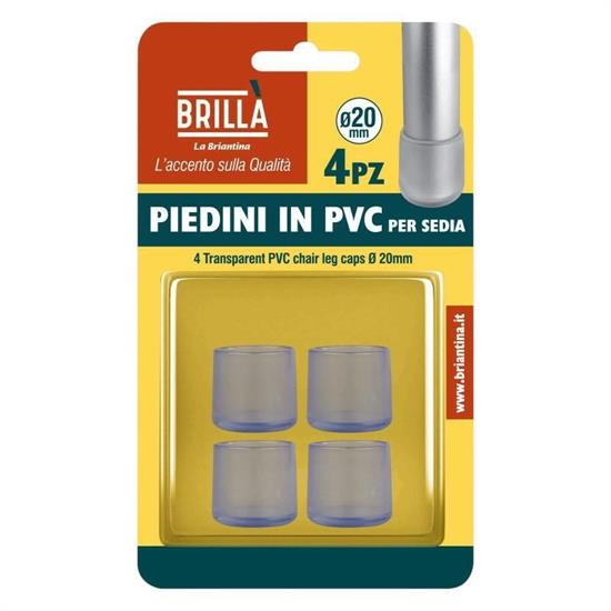 PIEDINI TRASPARENTI PVC PER SEDIE 4 PZ D. 20 MM