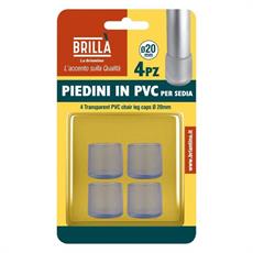 PIEDINI TRASPARENTI PVC PER SEDIE 4 PZ D. 20 MM
