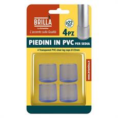 PIEDINI TRASPARENTI PVC PER SEDIE 4 PZ D. 22 MM