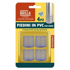 PIEDINI TRASPARENTI PVC PER SEDIE 4 PZ D. 25 MM