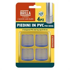 PIEDINI TRASPARENTI PVC PER SEDIE 4 PZ D. 28 MM