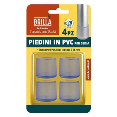 PIEDINI TRASPARENTI PVC PER SEDIE 4 PZ D. 28 MM