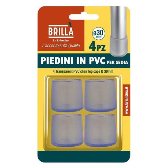 PIEDINI TRASPARENTI PVC PER SEDIE 4 PZ D. 30 MM