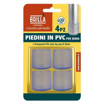PIEDINI TRASPARENTI PVC PER SEDIE 4 PZ D. 30 MM