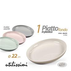 PIATTO TONDO IN PLASTICA 22 CM COLORI ASS