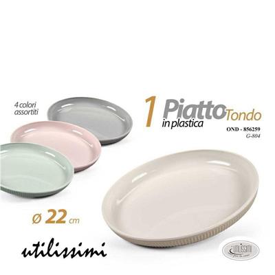 PIATTO TONDO IN PLASTICA 22 CM COLORI ASS