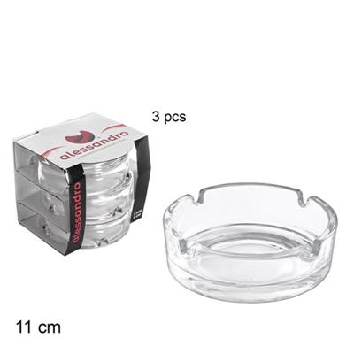 POSACENERE ROTONDO IN VETRO 11 CM CONF. 3 PZ