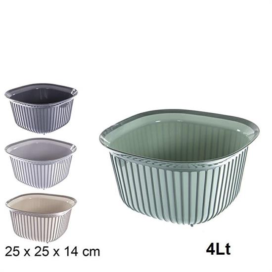 CIOTOLA QUADRATA IN PLASTICA 4 LT COLORI ASS