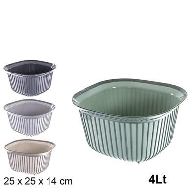 CIOTOLA QUADRATA IN PLASTICA 4 LT COLORI ASS