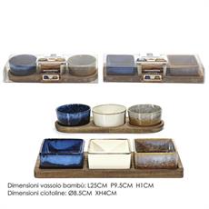 ANTIPASTIERA SET 3 PZ REACTIVE VASSOIO ACACIA
