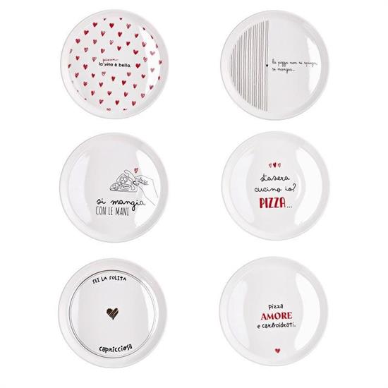 PIATTO PIZZA IN CERAMICA D. 30 CM 6 DECORI ASS