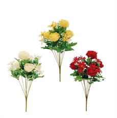 FIORE BOUQUET ROSE E MARGHERITE 12 FIORI 43 CM 3 COLORI ASS