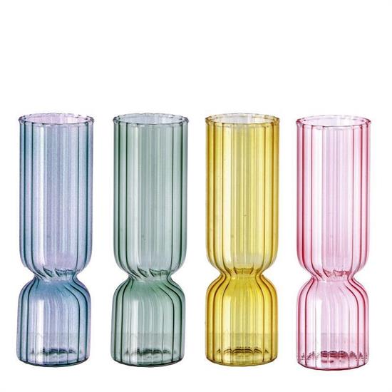 VASO IN VETRO D. 6 X H 19,5 CM 4 COLORI ASS
