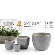 CASPO CERAMICA SET 4 PZ DECORO PIETRA GRIGIO