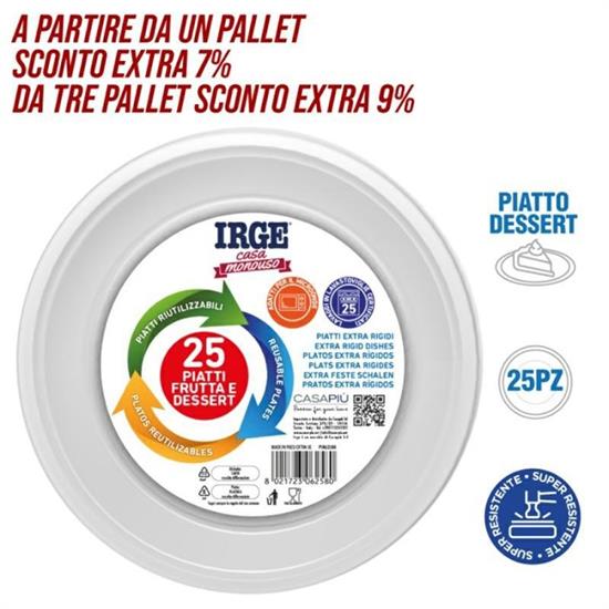 PIATTO DESSERT RIUTILIZZABILE D. 17 CM CONF. 25 PZ