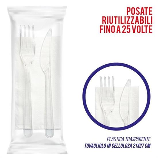 POSATE SET FORCHETTA + COLTELLO + TOVAGLIOLO