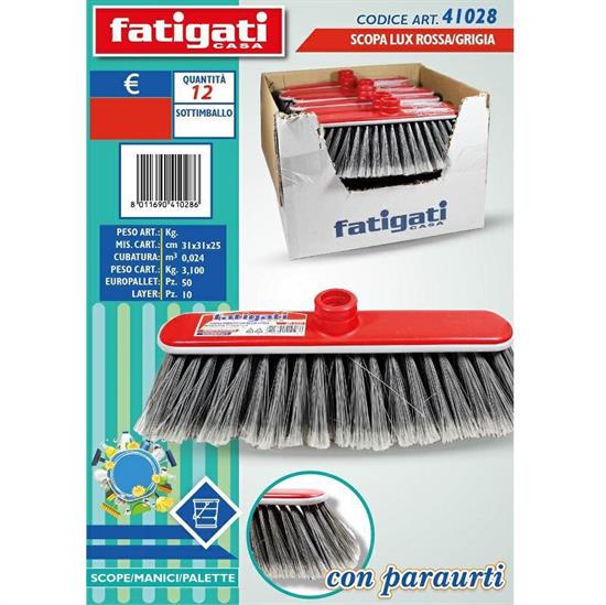 SCOPA LUX CON PARAURTI ROSSA/GRIGIA