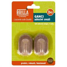 GANCIO ADESIVO OVALE MARRONE CONF. 2 PZ
