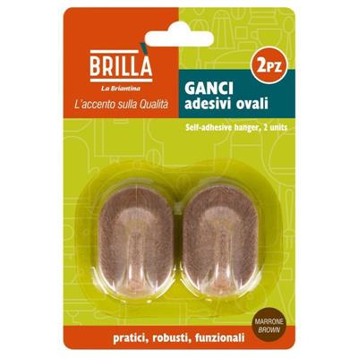 GANCIO ADESIVO OVALE MARRONE CONF. 2 PZ