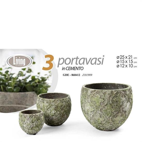 CASPO PORTAVASI IN CEMENTO SET 3 PZ 25 X 21/17 X 15/12 X 10