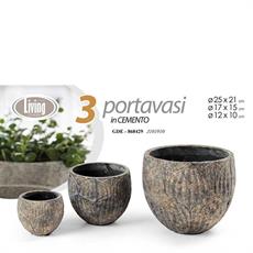 CASPO PORTAVASO IN CEMENTO SET 3 PZ 25 X 21/17 X 15/12 X 10