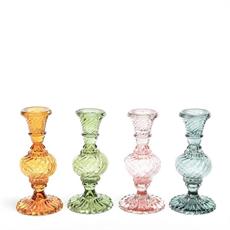 PORTACANDELA IN VETRO D. 8,5 X H 17,5 CM COLORI ASS