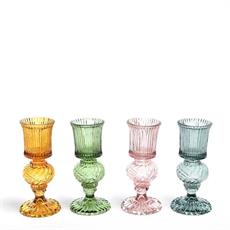 PORTACANDELA IN VETRO D. 8,5 A H 18,5 CM COLORI ASS