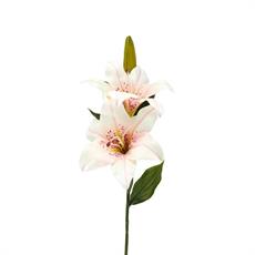 FIORE LILIUM 2 FIORI CON BOCCIOLO 66 CM BIANCO ROSATO