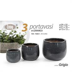 CASPO CERAMICA SET 3 PZ 29/21/15 CM COLORE GRIGIO