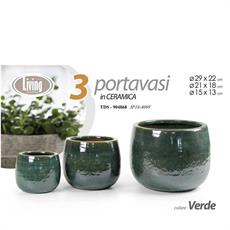 CASPO CERAMICA SET 3 PZ 29/21/15 CM ZIGLINATO VERDE
