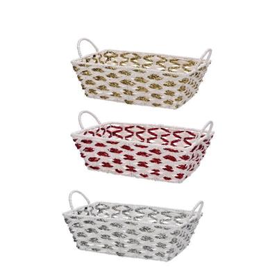 CESTINO RETTANGOLARE NATALIZIO 33 X 22 X H15 CM 3 ASS