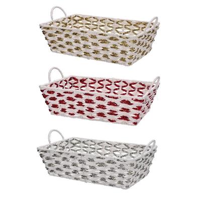 CESTINO RETTANGOLARE NATALIZIO 38 X 26 X H 16 CM 3 ASS