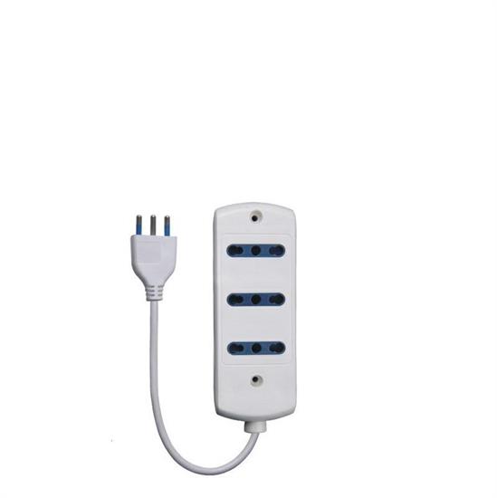 MULTIPRESA 3 USCI BIP10/16A 2P+T 1 SPINA 16A CAVO 1,5 MT BIA