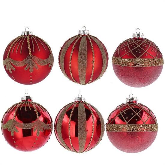 PALLA NATALIZIA IN VETRO ROSSO D. 12 CM ASS