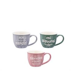 TAZZA CAFFE' PORCELLANA D. 6,5 X H 5,5 CM 3 ASS