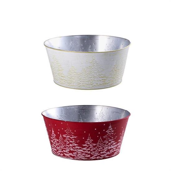 VASO TONDO NATALIZIO IN FERRO D. 29 X H 13 CM 2 ASS