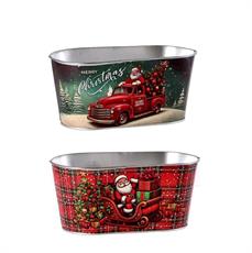 VASO OVALE NATALIZIO IN FERRO 24 X 14 X H 11 CM 2 ASS